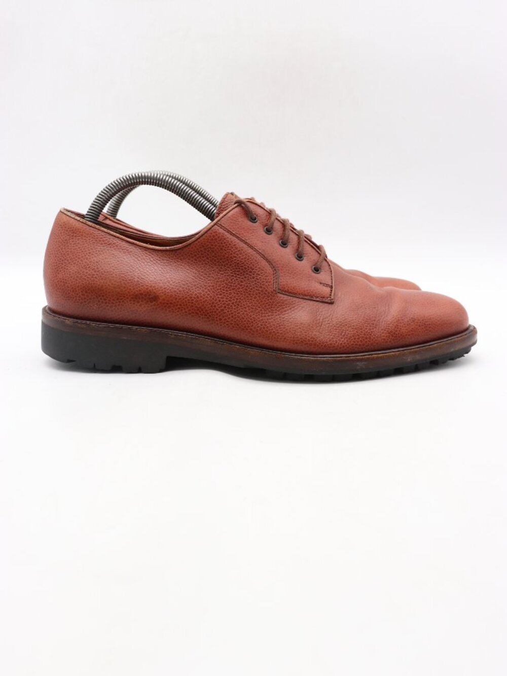 Salvatore Ferragamo Studio Men's 9 D Brown Pebbled Leather Oxford Lace-Up Shoes